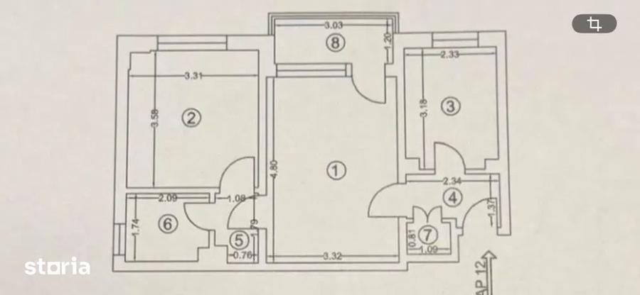 Apartament cu 2 camere semidecomandat în Tomis III