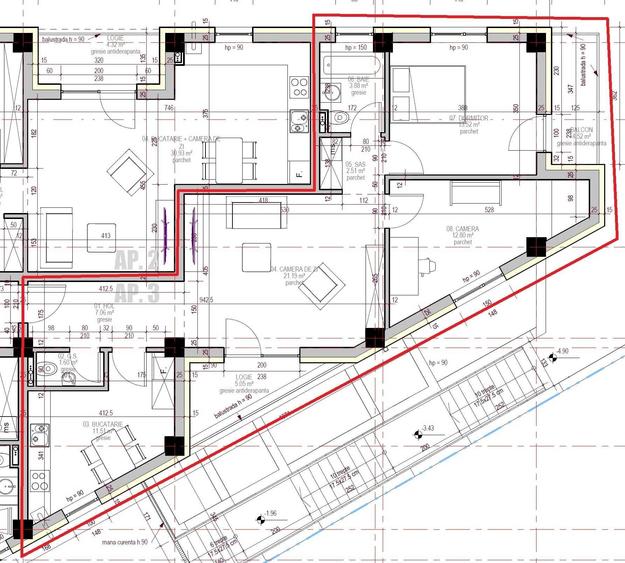 Apartament cu 3 camere semidecomandat în Central