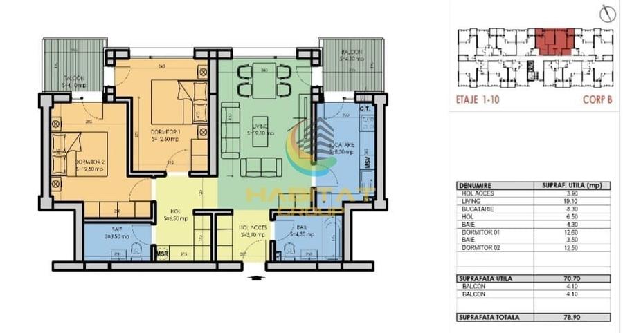 Apartament cu 3 camere decomandat în Sud