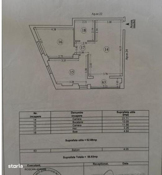 Apartament cu 2 camere în Palazu Mare