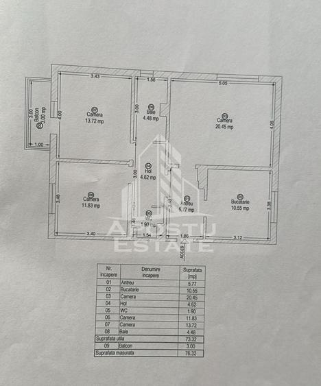 Apartament cu 3 camere decomandat, mobilat în Șagului