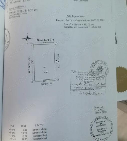 Teren de 453 mp, în Valu lui Traian