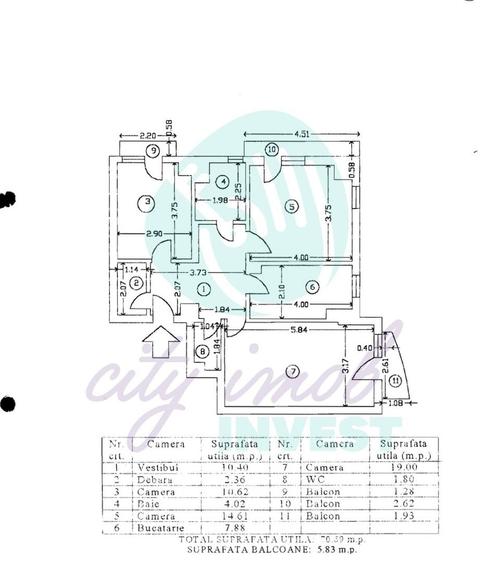 Apartament cu 3 camere decomandat, mobilat în Unirii