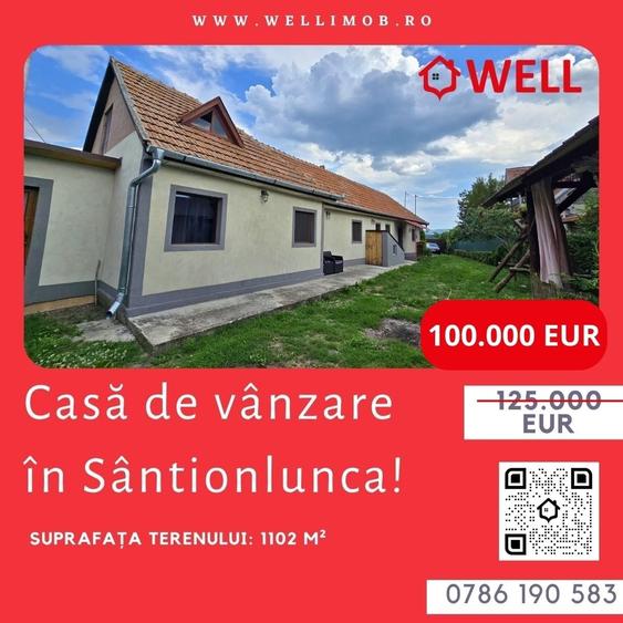 Casă cu 4 camere cu Teren 1102 Mp în Sântionlunca