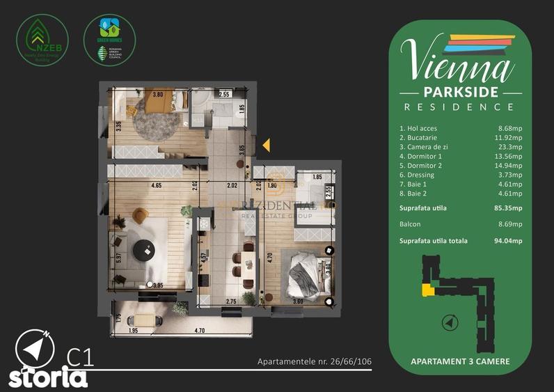 Apartament cu 3 camere decomandat în Metalurgiei