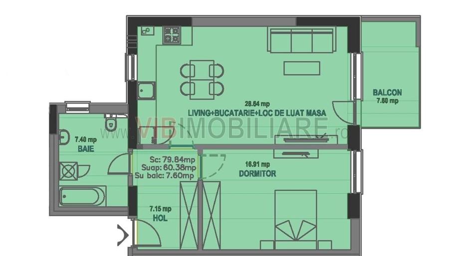Apartament cu 2 camere în Străulești