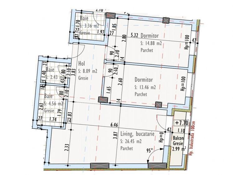 Apartament cu 3 camere în Someșeni