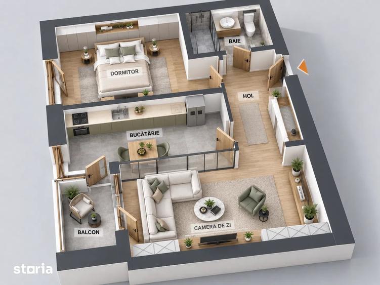 Apartament cu 2 camere decomandat în Bucureștii Noi