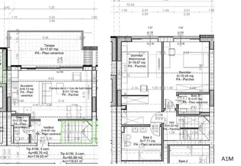 Apartament cu 3 camere semidecomandat în Central