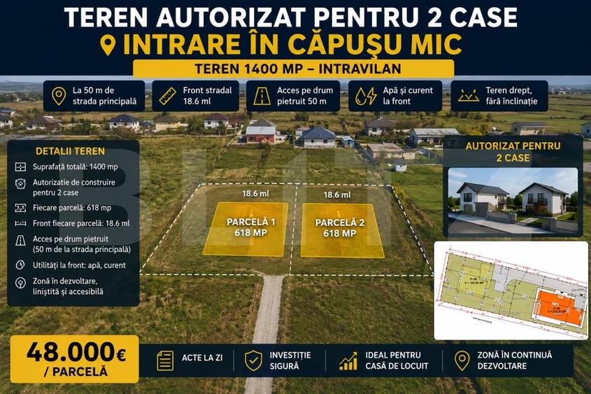 Teren Construcții intravilan de 1400 mp, în Gilău