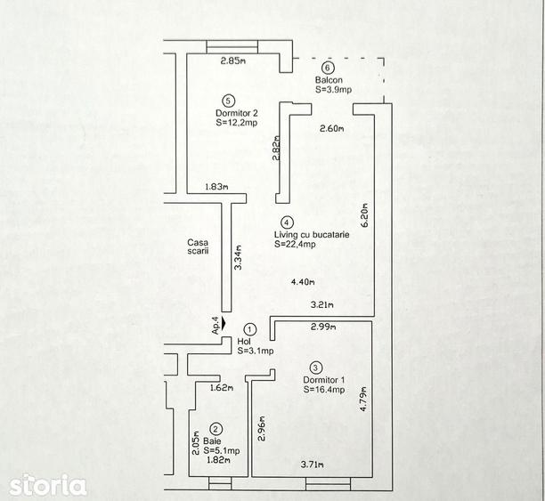 COMISION 0, Apartament 3 Camere, Mobilat, Utilat, Etaj 1, Mosnita Noua - 12
