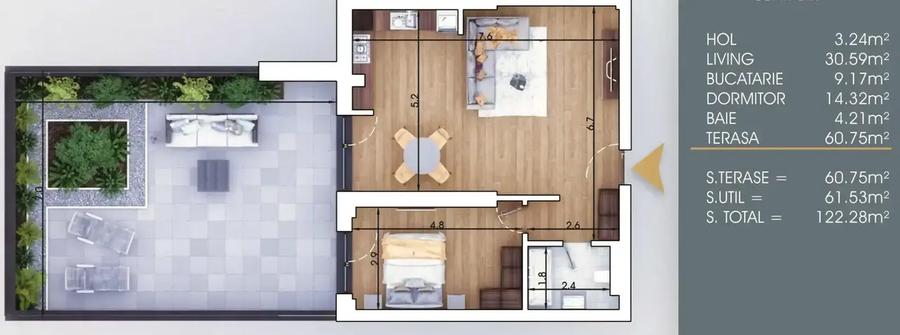 Apartament cu 2 camere semidecomandat în Theodor Pallady