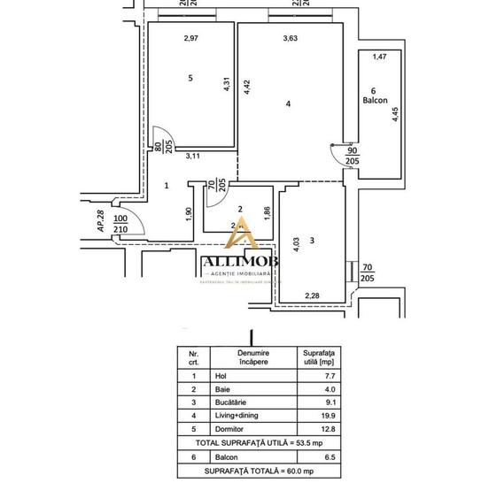 Apartament cu 2 camere în Central