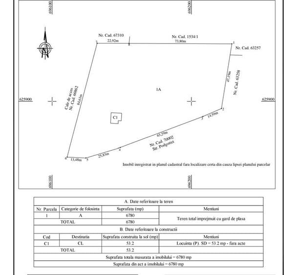 Teren Construcții intravilan de 6780 mp, în Ciurea