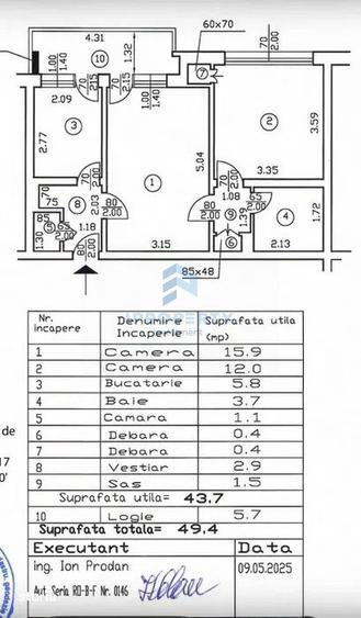 Apartament cu 2 camere, mobilat în Tei