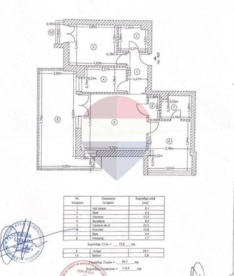 Apartament cu 3 camere în Central