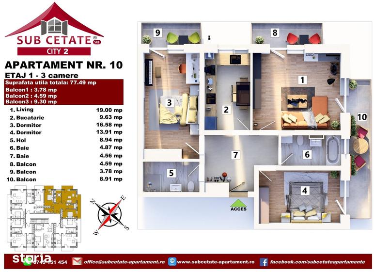 Apartament cu 3 camere în Sânpetru