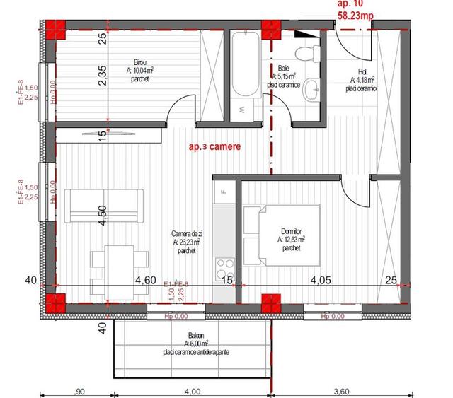 Apartament cu 3 camere decomandat în Europa