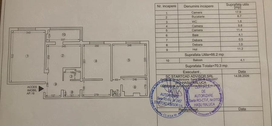 Apartament cu 3 camere decomandat în Tomis III