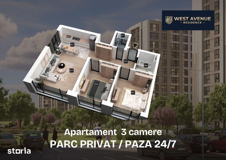 Apartament cu 3 camere în Militari