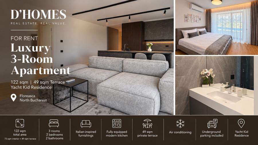 Apartament cu 3 camere, mobilat în Floreasca