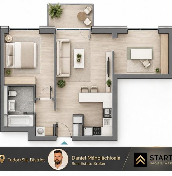 Apartament cu 3 camere în Tudor Vladimirescu