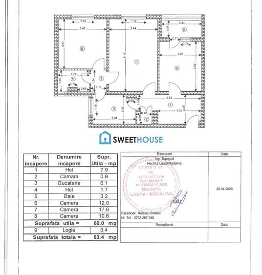 Apartament cu 3 camere în Calea București
