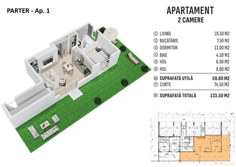 Apartament cu 3 camere în Apărătorii Patriei