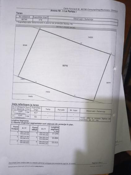 Teren Construcții intravilan de 478 mp, în Chinteni