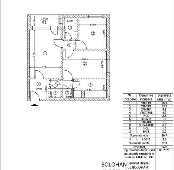 Apartament cu 3 camere semidecomandat, mobilat în Central