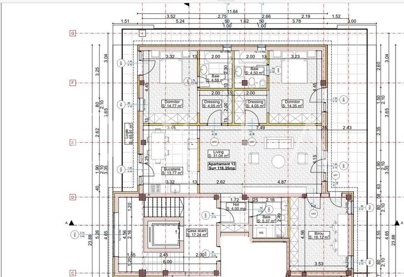 Penthouse cu 3 camere semidecomandat în Giroc