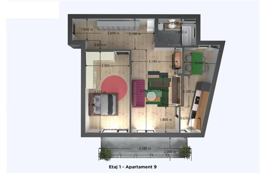 Apartament cu 2 camere decomandat în Cetății