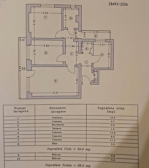 Apartament cu 3 camere decomandat, mobilat în Tei