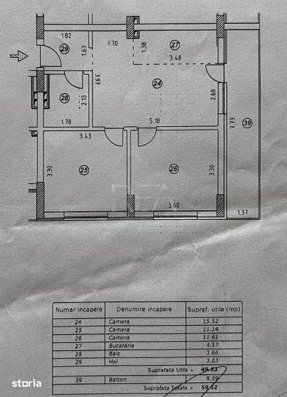 Apartament cu 3 camere, mobilat în Central