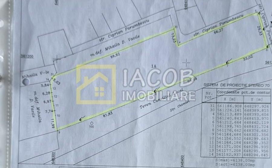 Teren Construcții intravilan de 3000 mp, în 9 Mai