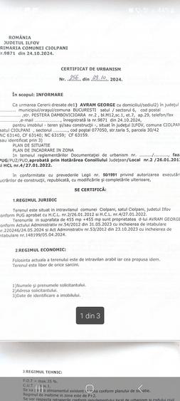 Teren de 455 mp, în Ciolpani