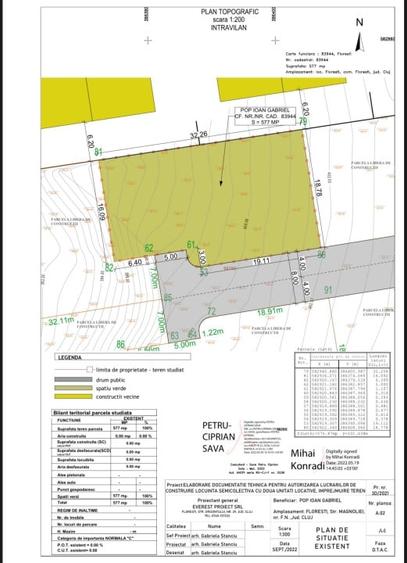 Teren Construcții intravilan de 460 mp, în Florești
