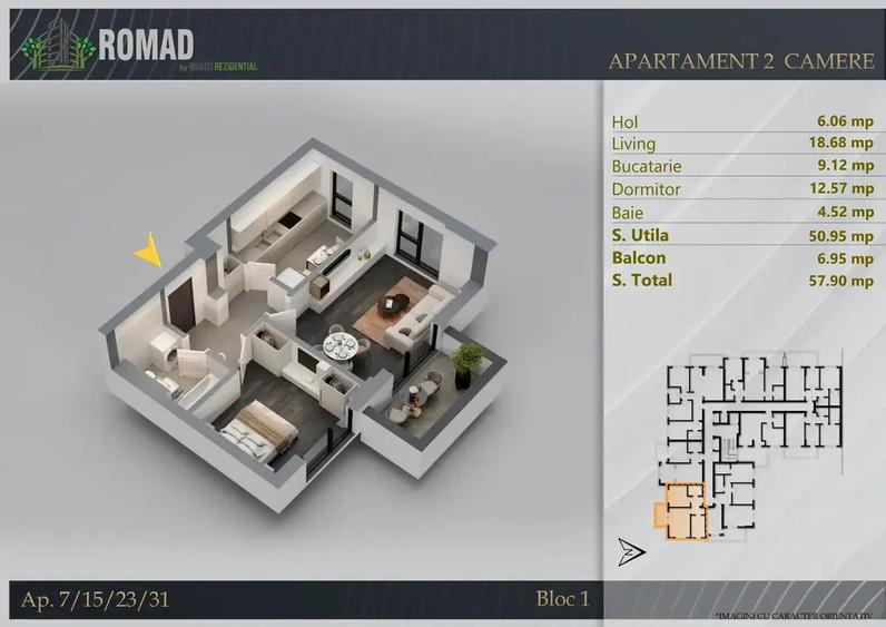 Apartament cu 2 camere decomandat în Theodor Pallady