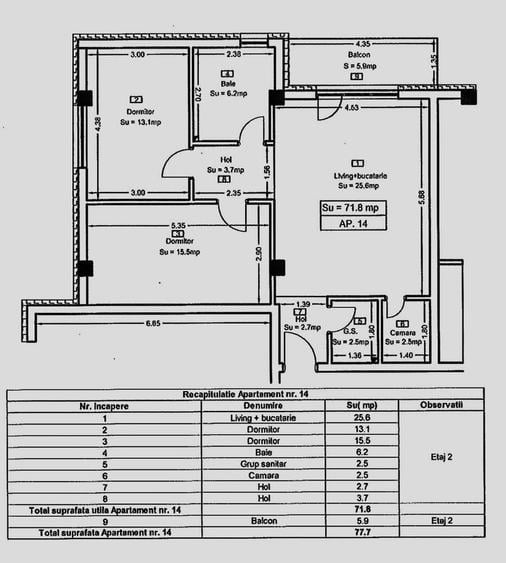 Apartament cu 3 camere semidecomandat în Central