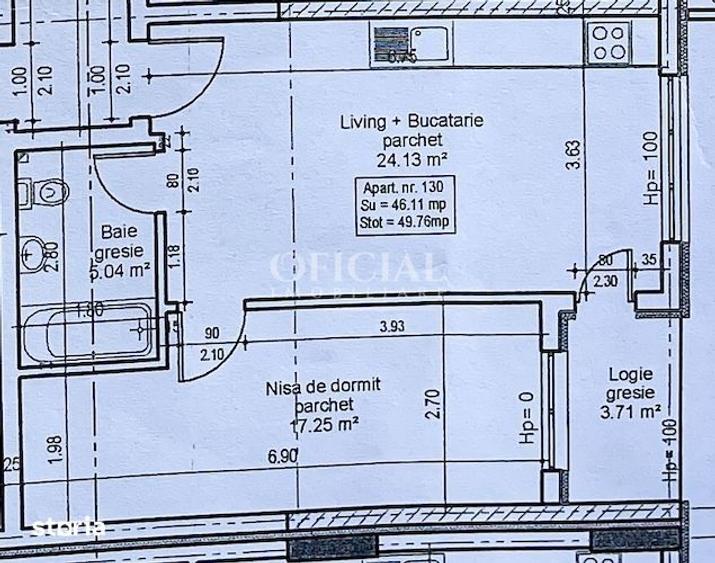 Apartament cu 2 camere semidecomandat în Florești