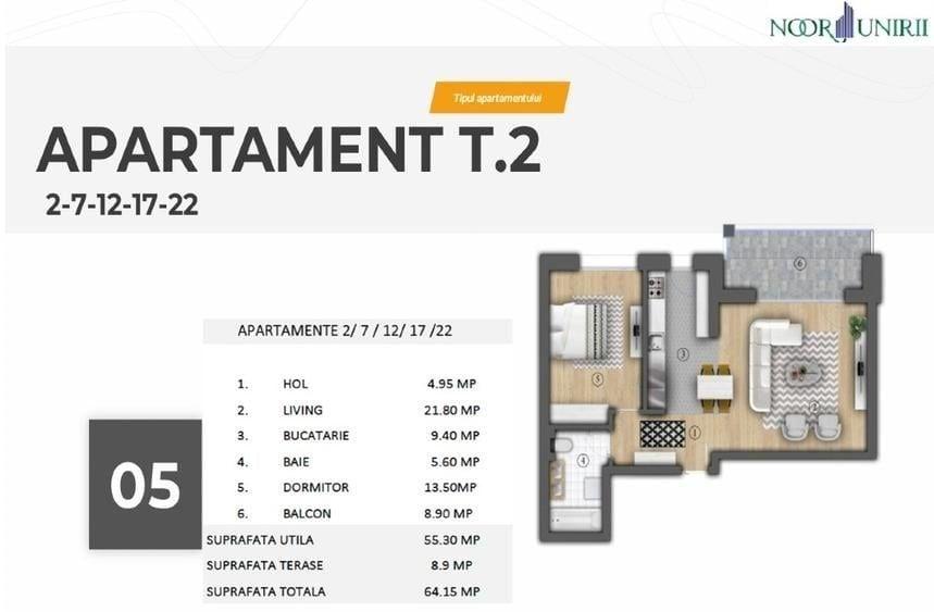 Apartament cu 2 camere decomandat în Unirii