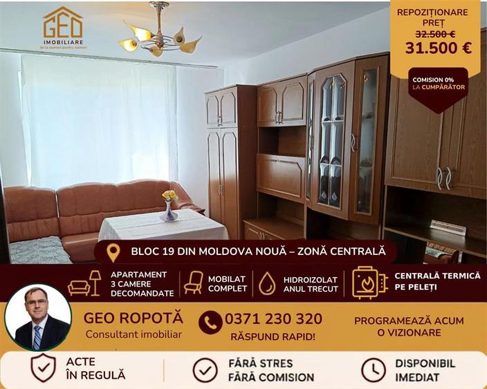 Apartament cu 3 camere decomandat, mobilat în Nord