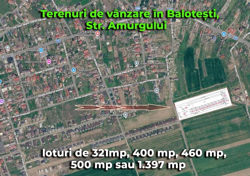 Teren Construcții intravilan de 1676 mp, în Balotești
