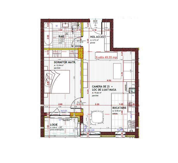 Apartament cu 2 camere semidecomandat în Florești