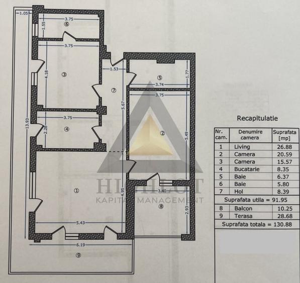 Apartament cu 3 camere în Aviației
