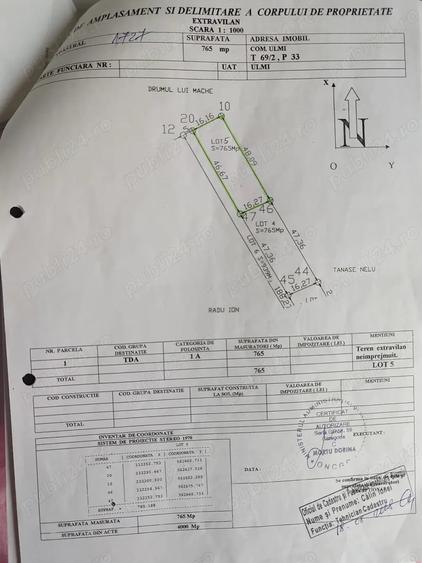 Teren de 1000 mp, în Ulmi