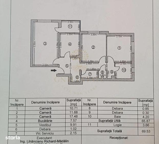 Apartament cu 3 camere decomandat în Central