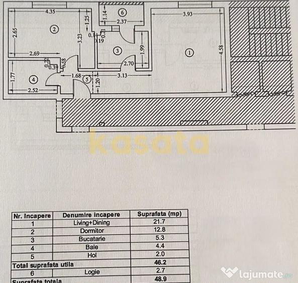 Apartament cu 2 camere decomandat în Păcii