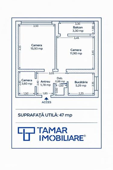 Apartament cu 2 camere decomandat în Romanilor