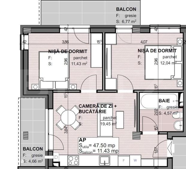Apartament cu 3 camere în Apahida